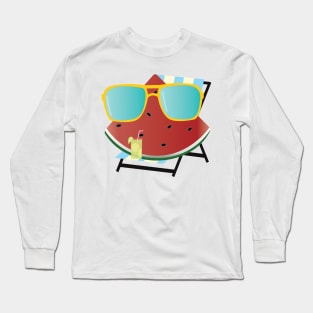 Funny Watermelon with sunglasses illustration Long Sleeve T-Shirt